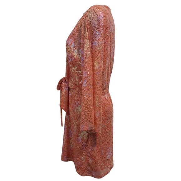 Hello Molly Shimmering Sequin Plunging Neckline Sexy Fade Dress In Orange XL - Picture 5 of 15